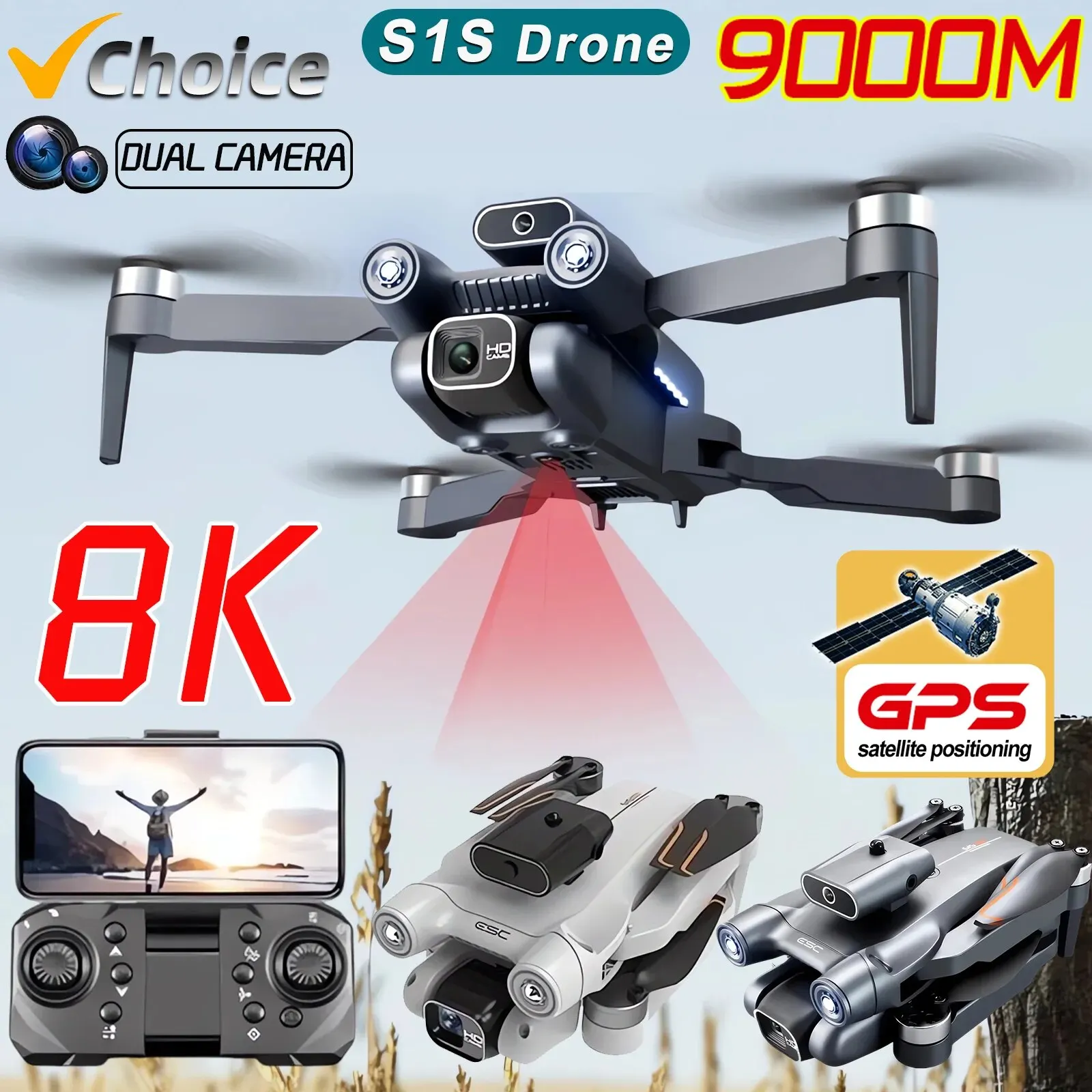 Drone Cinematic - Profissional Brushless Motor Drone, GPS Drone,