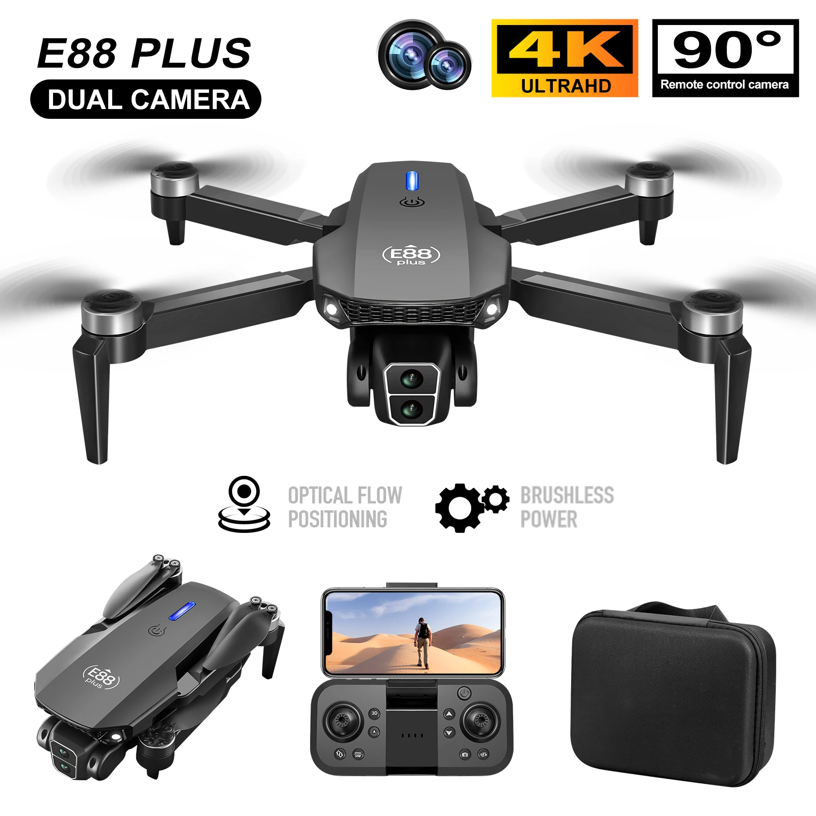 Novo drone quadricóptero E88 P - Drone Lidar avaliação e preço