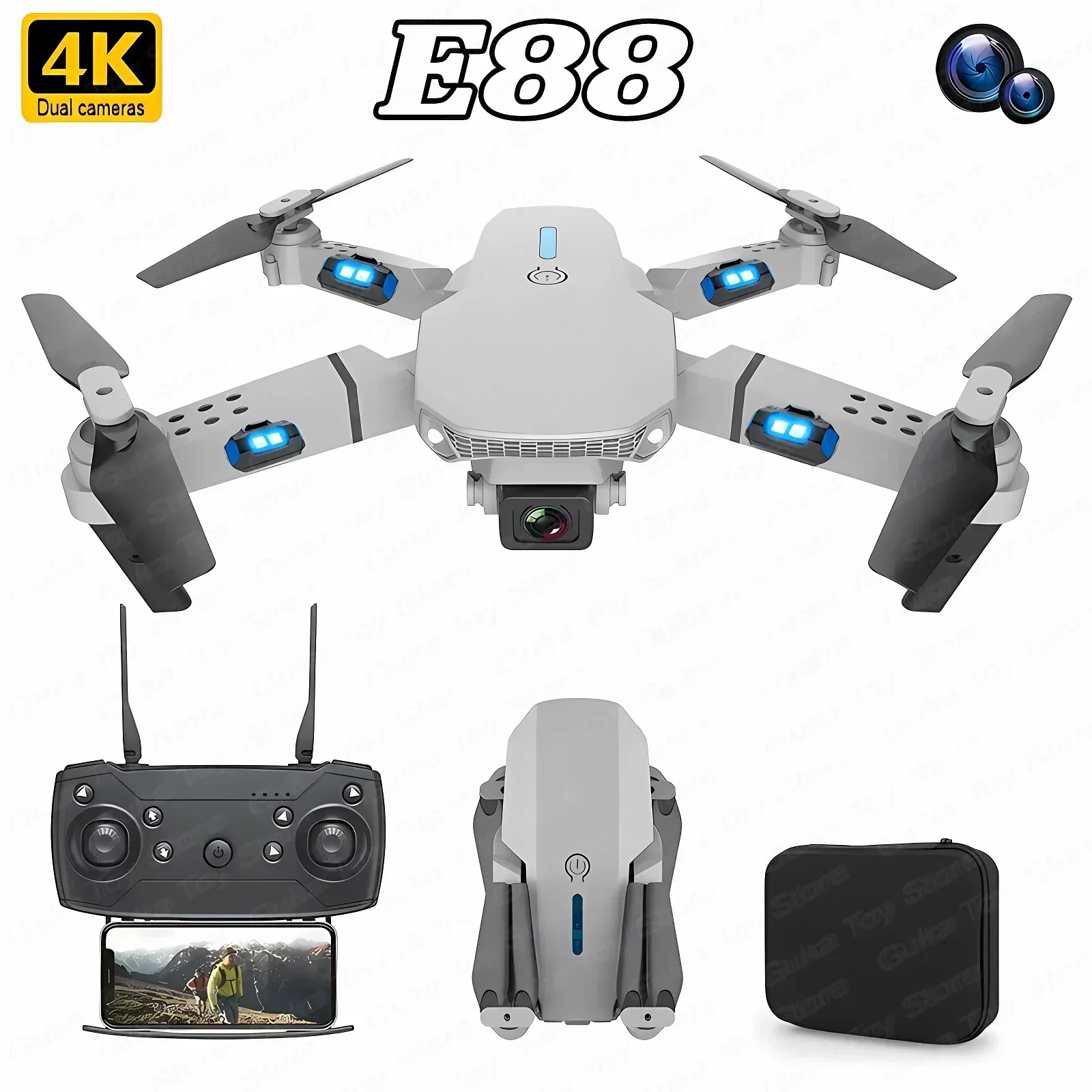 E88 pro wifi fpv drone grande  - Drone Lidar avaliação e preço